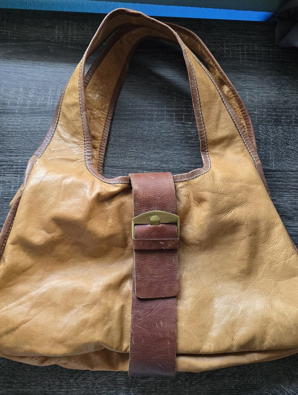 Vintage Sophia Visconti Brown Leather Hobo Bag